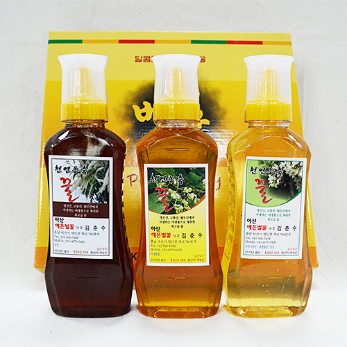 꿀 3종 세트 (각500ml) (밤꿀+야생화꿀+아카시아꿀) 