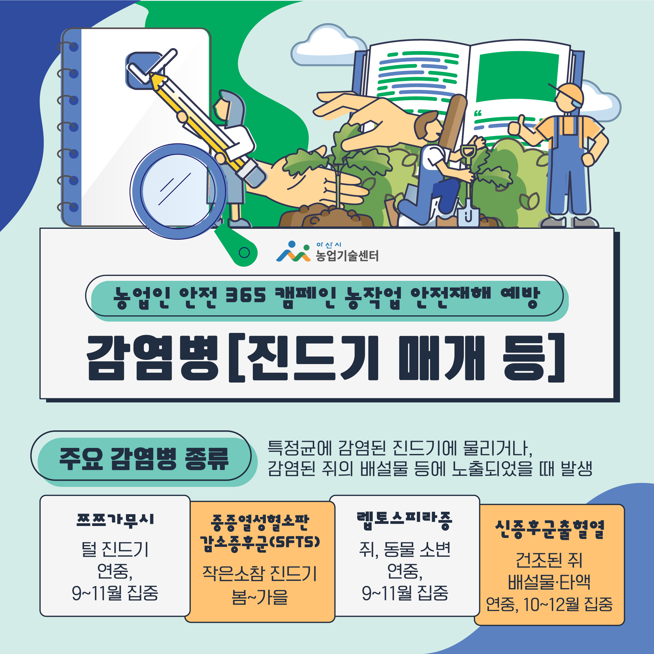 농작업 안전재해 예방 핵심 가이드 감염병 [진드기 매개 등]